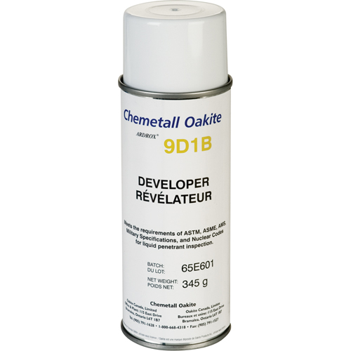 9D1B Non-Aqueous Developers, Aerosol Can Duraquip Inc