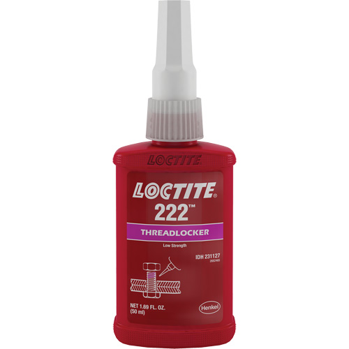 222 Threadlocker, Purple, Low, 50 ml, Bottle Duraquip Inc