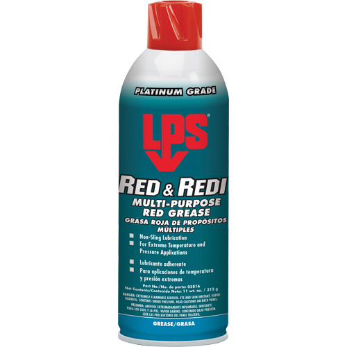 Red & Redi Multi-Purpose Red Grease, 16 oz., Aerosol Can Duraquip Inc