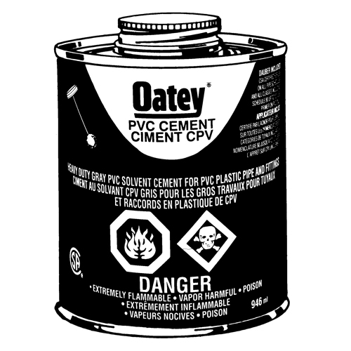 PVC Heavy-Duty Cement, 946 ml, Brush-Top Can, Grey Duraquip Inc