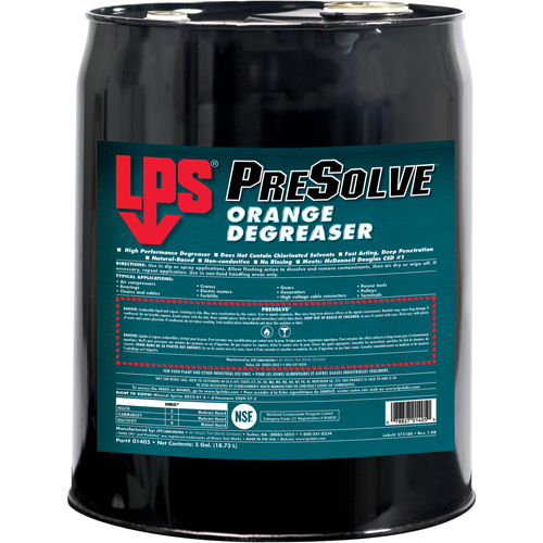 PreSolve&reg; Orange Degreaser, Pail Duraquip Inc