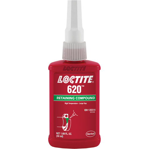 Retaining Compound 620 High Temperature, 50 ml, Bottle, Green Duraquip Inc