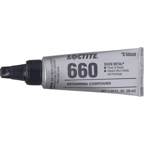 Compos&eacute; de retenue pour r&eacute;paration ajust&eacute; &agrave; la presse Quick Metal 660, 50 ml, Tube, Argent Duraquip Inc