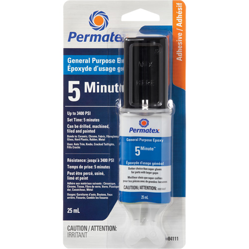 PermaPoxy 5 Minute General Purpose Epoxy, 29.5 ml, Epoxy, Two-Part, Clear Duraquip Inc