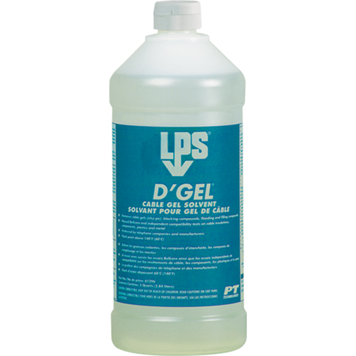 D'Gel&reg; Cable Gel Solvent, 32 oz., Bottle Duraquip Inc