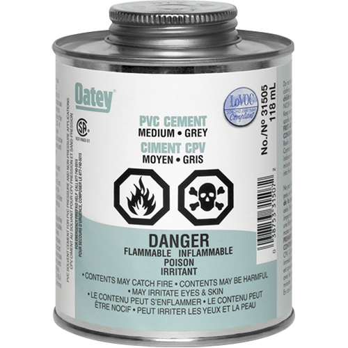 Ciment de PVC, 0,250 lb, Canette &agrave; dessus brosse, Gris Duraquip Inc