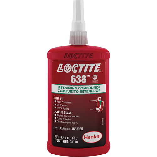 Compos&eacute; de retenue Loctite 638, 250 ml, Bouteille, Vert Duraquip Inc