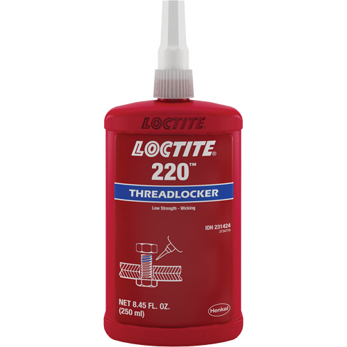 220 Threadlocker, Blue, Medium, 250 ml, Bottle Duraquip Inc