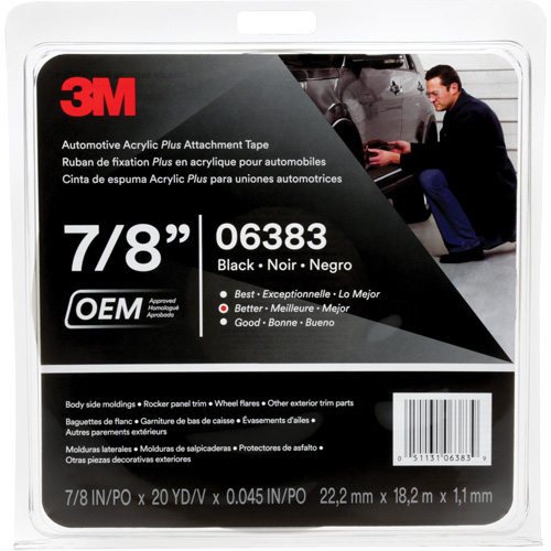 3M Automotive Acrylic Tape, 18 M (60') L x 22 mm (7/8") W, 45 mils, Acrylic Duraquip Inc