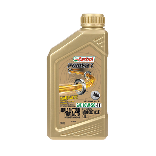 POWER 1&reg; 10W50 Motorcycle Oil, 946 ml, Bottle Duraquip Inc