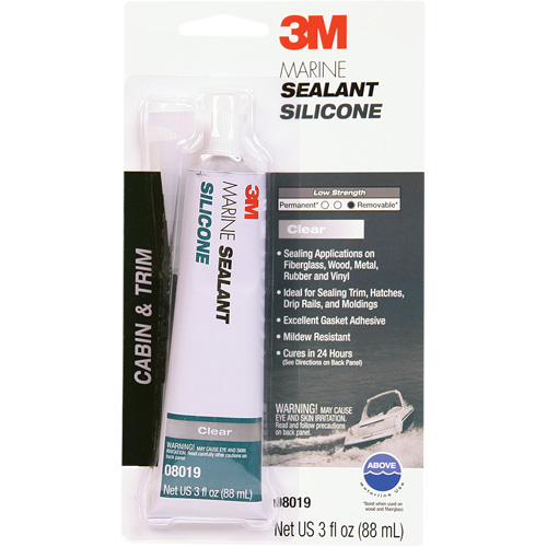 Marine Grade Silicone Sealant, 3 oz., Tube, Clear Duraquip Inc
