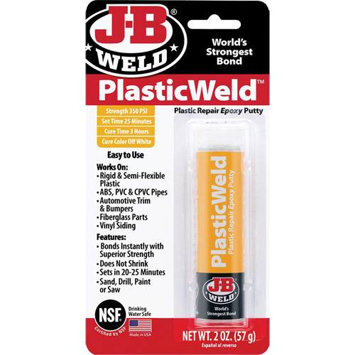 Colle &eacute;poxyde PlasticWeld, 2 oz, B&acirc;ton, Blanc cass&eacute; Duraquip Inc