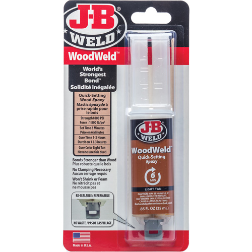 WoodWeld Adhesive, 25 ml, Syringe, Two-Part, Tan Duraquip Inc