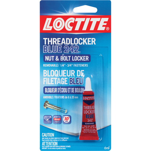 242 Threadlocker, Blue, Medium, 6 ml, Tube Duraquip Inc