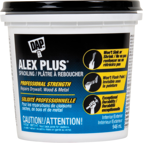 Alex Plus&reg; Spackling, 946 ml, Plastic Container Duraquip Inc