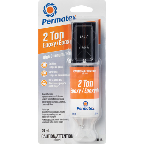 2 Ton Epoxy, 25 ml, Syringe, Two-Part, Clear Duraquip Inc