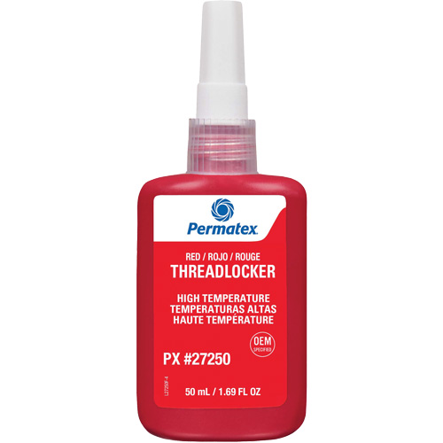 High Temperature Threadlocker, Red, High, 50 ml, Bottle Duraquip Inc