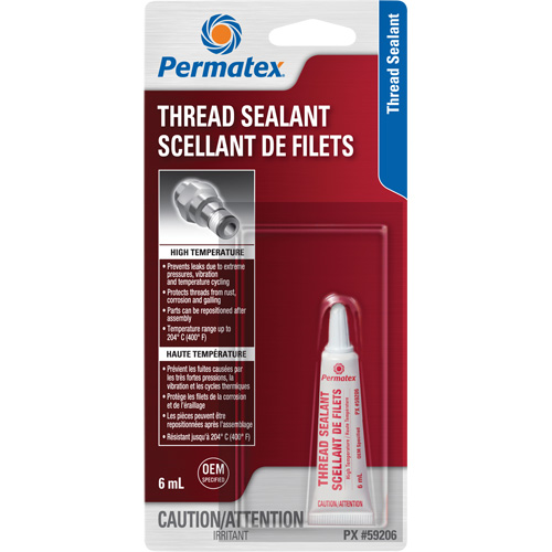 High Temperature Thread Sealant, Tube, 6 ml, -54° C - 204° C/-65° F - 400° F Duraquip Inc