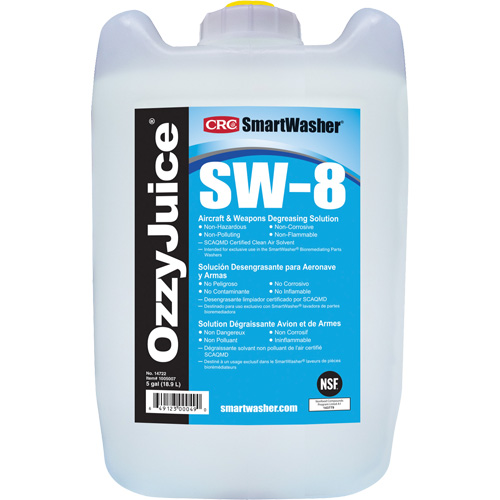 Solution de d&eacute;graissage pour avions et armes SW-8 SmartWasher Ozzyjuice, Cruche Duraquip Inc