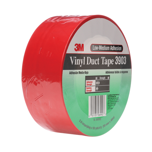 3903 Vinyl Duct Tape, 48 mm (2") W x 46 m (151') L, 6.5 mils, Red Duraquip Inc