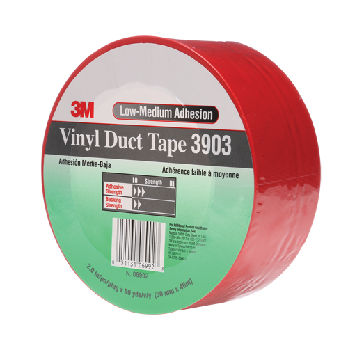 3903 Vinyl Duct Tape, 48 mm (2") W x 46 m (151') L, 6.5 mils, Red Duraquip Inc