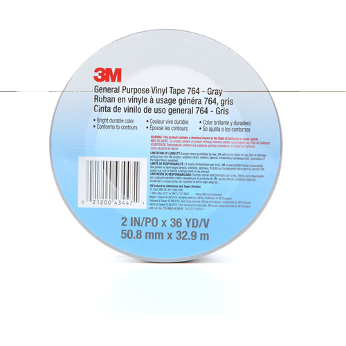Ruban en vinyle pour travaux g&eacute;n&eacute;raux 764, 50,8 mm (2") la x 32,9 m (108') lo, 5 mils, Gris Duraquip Inc