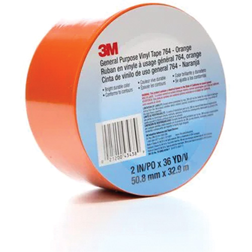 Ruban en vinyle pour travaux g&eacute;n&eacute;raux 764, 50,8 mm (2") la x 32,9 m (108') lo, 5 mils, Orange Duraquip Inc