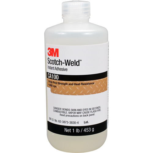 Adh&eacute;sif instantan&eacute; CA100 Scotch-Weld, Blanc cass&eacute;, Bouteille, 1 lb Duraquip Inc