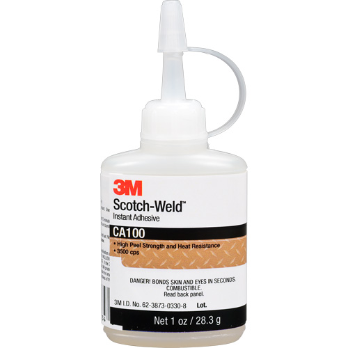 Adh&eacute;sif instantan&eacute; CA100 Scotch-Weld, Blanc cass&eacute;, Bouteille, 1 oz Duraquip Inc