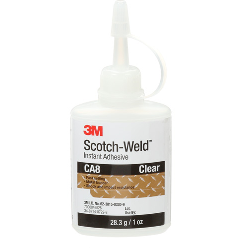 Scotch-Weld Instant Adhesive CA8, Clear, Bottle, 1 oz. Duraquip Inc