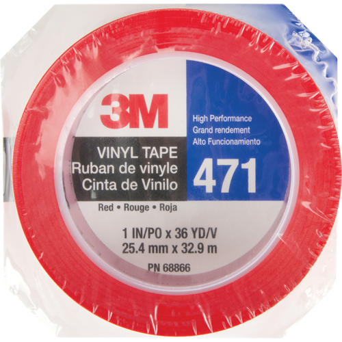 471 Vinyl Tape, 25.4 mm (1") W x 32.9 m (108') L, 5.3 mils, Red Duraquip Inc