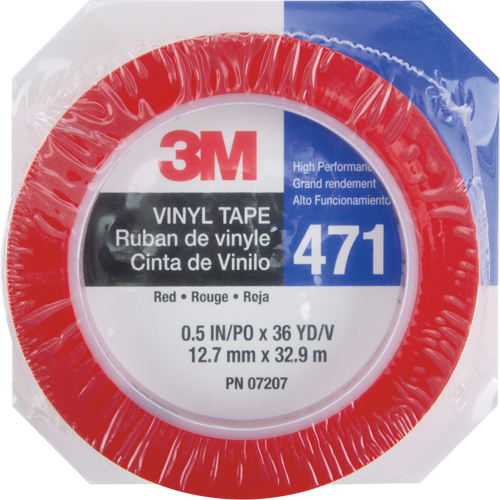 Ruban en vinyle 471, 12 mm (1/2") la x 32,9 m (108') lo, 5,3 mils, Rouge Duraquip Inc