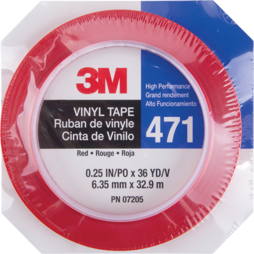 Ruban en vinyle 471, 6 mm (1/4") la x 32,9 m (108') lo, 5,3 mils, Rouge Duraquip Inc