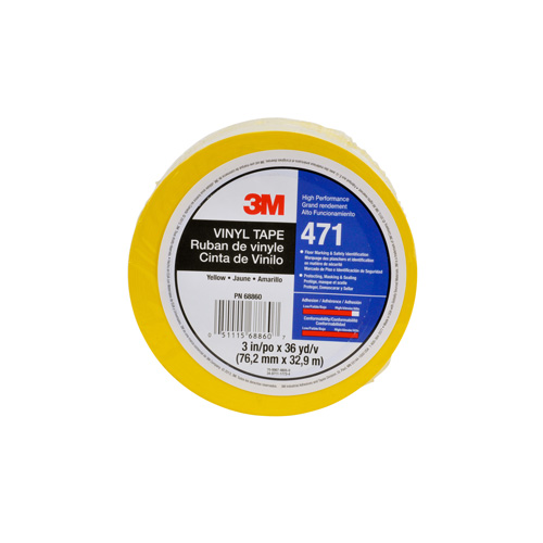 471 Vinyl Tape, 12 mm (1/2") W x 32.9 m (108') L, 5.2 mils, Yellow Duraquip Inc