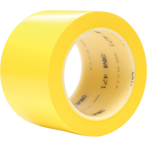 Ruban en vinyle 471, 76,2 mm (3") la x 32,9 m (108') lo, 5,2 mils, Jaune Duraquip Inc