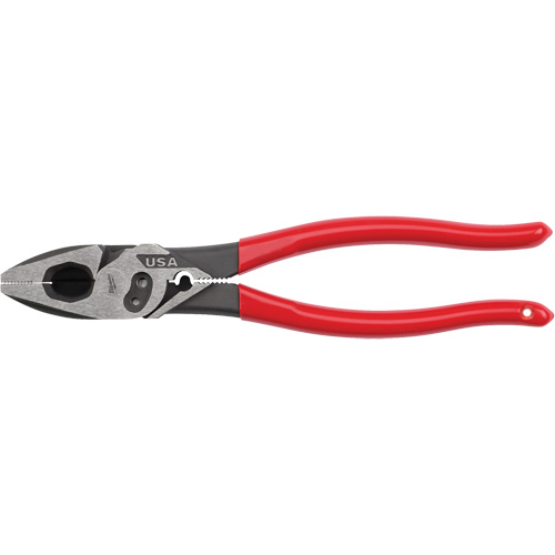 Pince &agrave; poign&eacute;es tremp&eacute;es pour monteurs de lignes avec pince &agrave; sertir et coupe-boulons Duraquip Inc