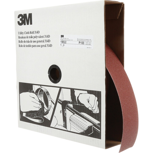 Rouleau de toile abrasive utilitaire 314D, 2" la x 150' lo, Grain 100J Duraquip Inc