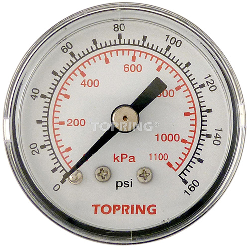 Pressure Gauge, 1-1/2" , 0 - 160 psi, Back Mount, Analogue Duraquip Inc