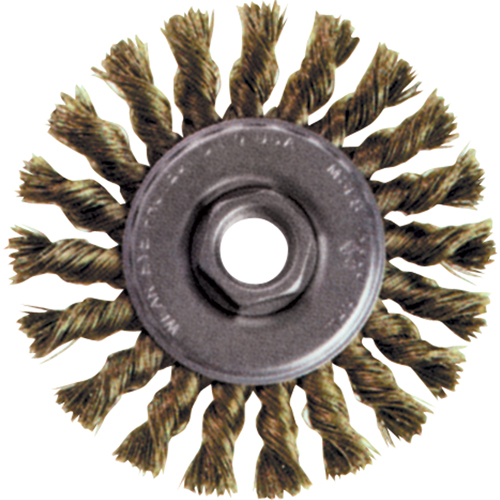 High Speed Small Grinder Knot Wire Wheel Brush, 4" Dia., 0.02" Fill, 5/8"-11 Arbor, Steel Duraquip Inc