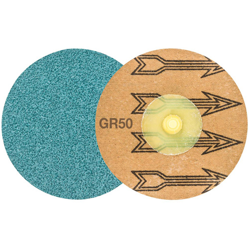 Disque de ponçage TWIST TOPCUT, 3" dia., Grain 50, Zirconium Duraquip Inc