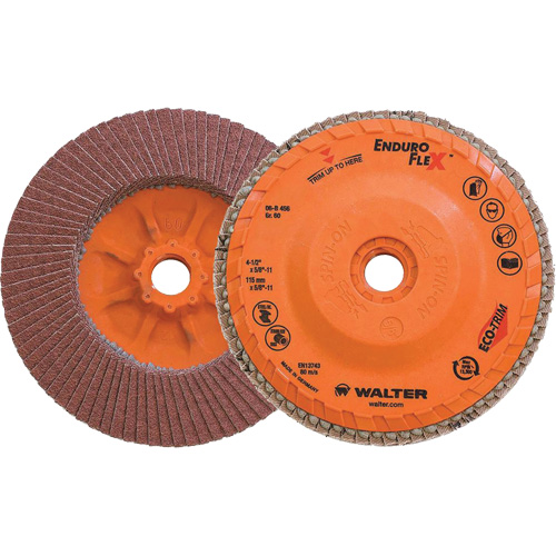 Disque &agrave; lamelles Enduro-Flex, 4-1/2" x 5/8"-11, Type 27, Grain 60, Alumine de zirconium Duraquip Inc