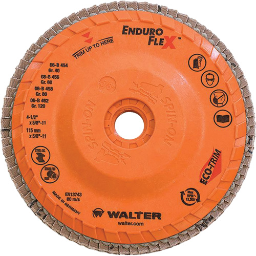 Disque &agrave; lamelles Enduro-Flex, 4-1/2" x 5/8"-11, Type 27, Grain 80, Alumine de zirconium Duraquip Inc