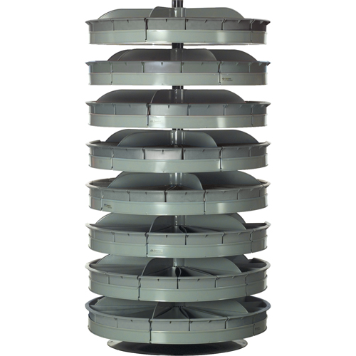 Rotabin&reg; Storage Units, 500 lbs. Capacity per Level, 5 Level, 43" H x 34" Dia. Duraquip Inc