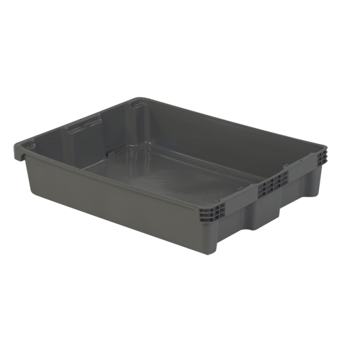 Polylewton Stack-N-Nest&reg; Containers, 6.1" x 29.6" x 22.4", Grey Duraquip Inc