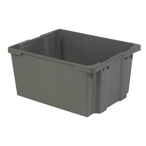 Polylewton Stack-N-Nest&reg; Containers, 15.1" x 30.1" x 24", Grey Duraquip Inc