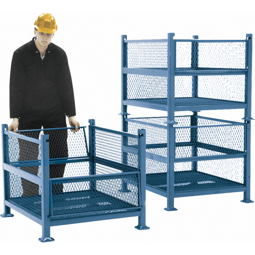 Open Mesh Containers, 2 Drop Gates, 2500 lbs. Capacity, 34.5" W x 40.5" D x 32.25" H Duraquip Inc