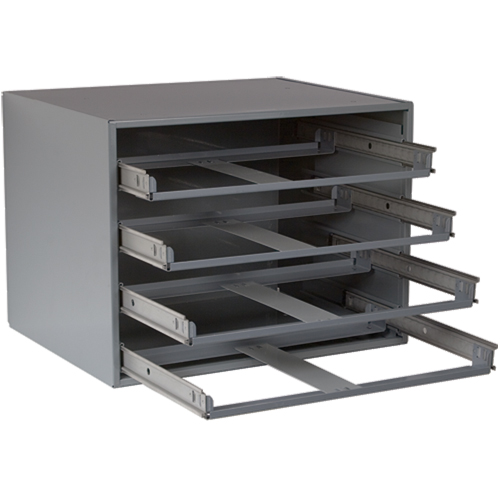 Compartment Box Cabinets, Steel, 4 Slots, 20" W x 15-3/4" D x 15" H, Grey Duraquip Inc