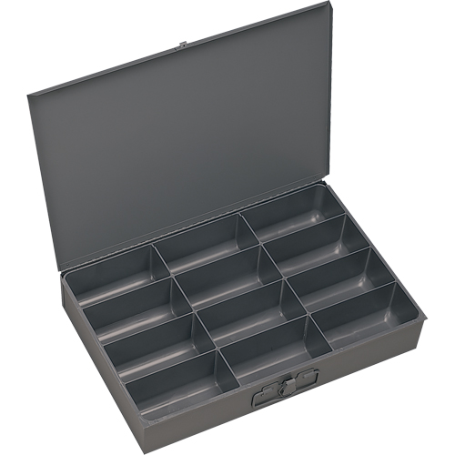 Boîtes &agrave; fond courb&eacute;, Acier, 12 compartiments, 18" la x 12" p, 3" h, Gris Duraquip Inc