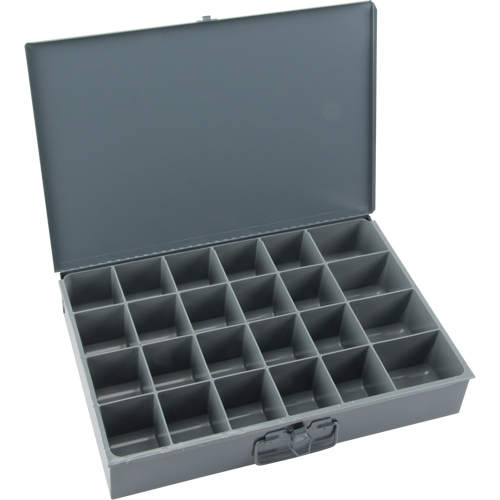 Boîtes &agrave; fond courb&eacute;, Acier, 24 compartiments, 18" la x 12" p, 3" h, Gris Duraquip Inc