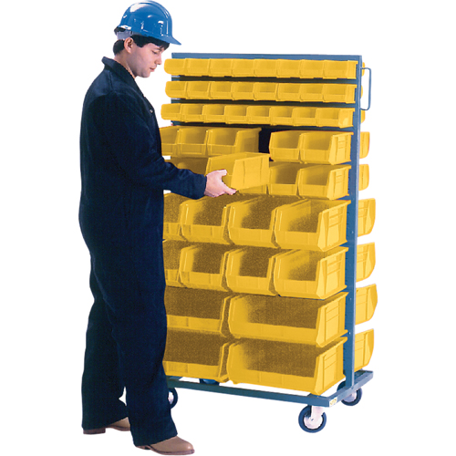 Double-Sided Mobile Bin Rack, Double-sided, 96 bins, 36" W x 24" D x 63" H Duraquip Inc